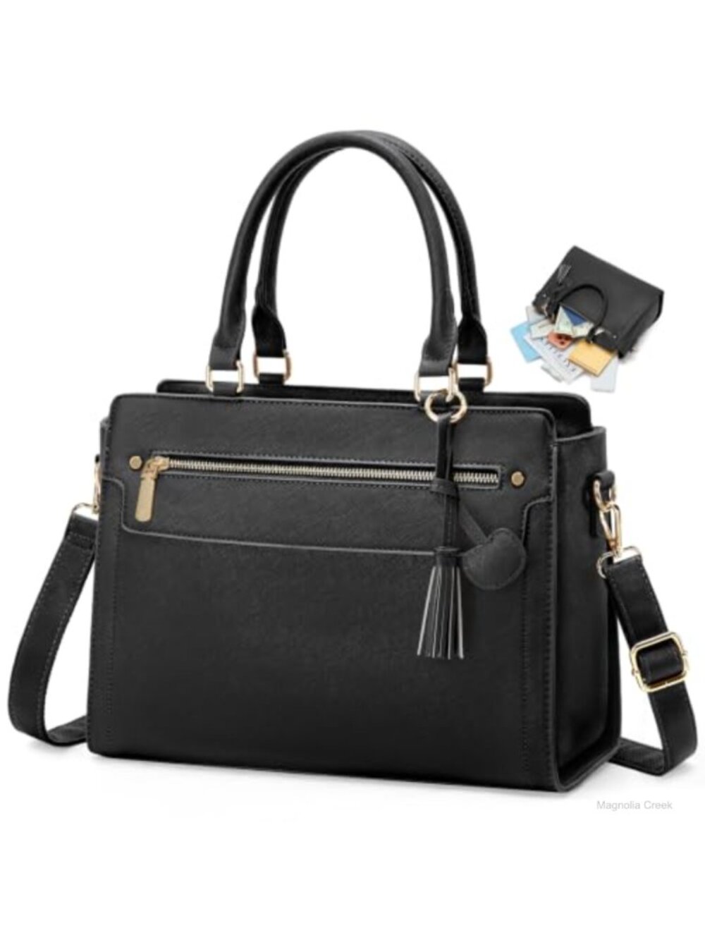RAINSMORE Women's Satchel Tote Shoulder Bag Detachable Strap